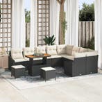 vidaXL Tuinbankenset met kussen 12 pcs Zwart poly rattan, Verzenden, Nieuw, Rotan, 2 zitplaatsen
