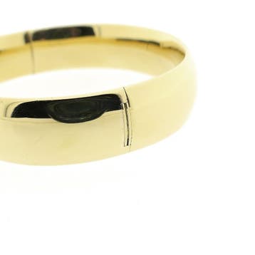 Gouden brede slavenarmband; Maat M, Ophalen of Verzenden, Gebruikt, Goud, Goud