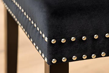 Chesterfield Stoel CASTLE Zwart fluweel massief houten, Ophalen of Verzenden, Nieuw