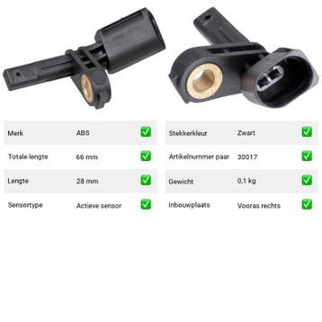 ABS-sensor Audi A3 RS3 quattro (8PA) Van 2011-01 tot 2012-12, Auto-onderdelen, Verzenden, Nieuw, Audi