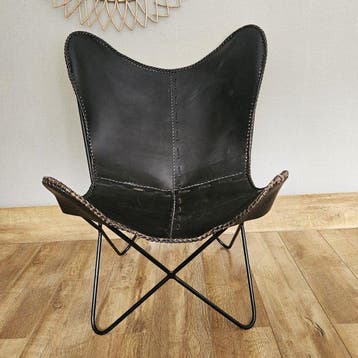 Stoel - Butterfly stoel (3107) - Leder, IJzer
