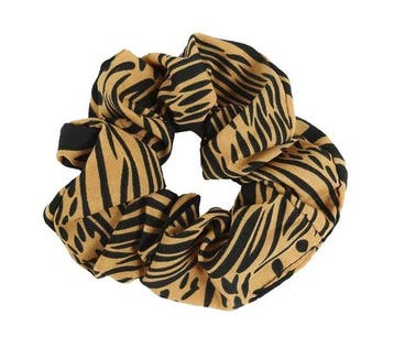Haarelastiek Scrunchie – Zebraprint – Zwart Bruin, Nieuw
