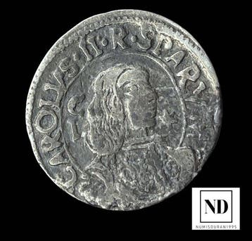 Spanje. Carlos II. Real 1695 - Cagliari - 2,20g Ag