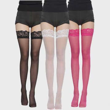 Dames Hoge Dij Kousen met Kant - Doorshijnend, Ademend & Mod, Verzenden, Nieuw
