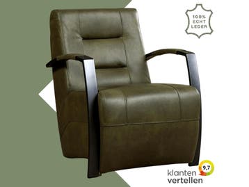 Leren fauteuil Magnificent - Granada Moss (olijf/groen), Nieuw, Ophalen of Verzenden, 50 tot 75 cm, Industrieel, Modern