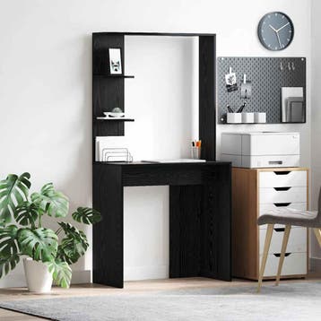 vidaXL Bureau Zwart Eiken Bewerkt hout 78,5 x 37 x 154,5 cm, Verzenden, Nieuw