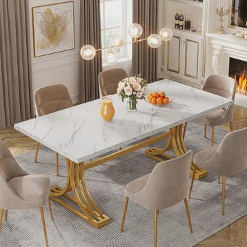 Moderne Marmerlook Eettafel voor 4-6 Personen - Stijlvol Wit, Verzenden, Nieuw