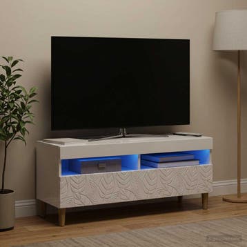 vidaXL LED tv-meubel Hoogglans Wit Bewerkt hout, Minder dan 50 cm, Verzenden, Nieuw, Minder dan 100 cm