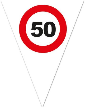 Vlaggenlijn Verkeersbord 50 Jaar Wit - 5 Meter, Hobby en Vrije tijd, Feestartikelen, Ophalen of Verzenden, Nieuw