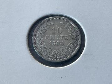 Nederland. Wilhelmina. 10 Cents 1894 (zeldzaam) (Zonder, Postzegels en Munten, Munten | Nederland