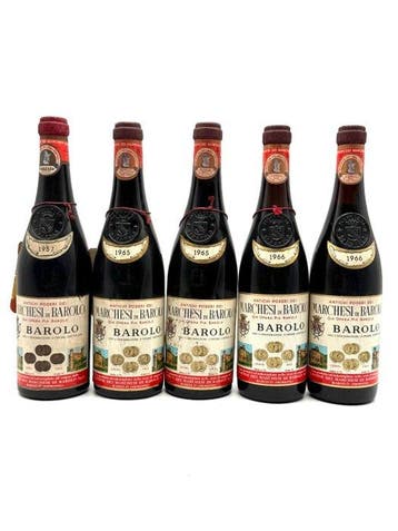1957, 1965 x2 & 1966 x2 Marchesi di Barolo - Barolo - 5, Verzamelen, Wijnen, Nieuw