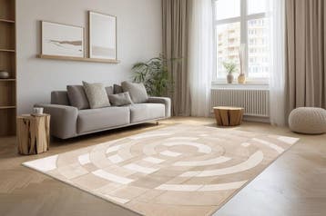 Modern Vloerkleed | Bergamo | Grafisch | Beige | 80x150 cm, Huis en Inrichting, Verzenden, Nieuw