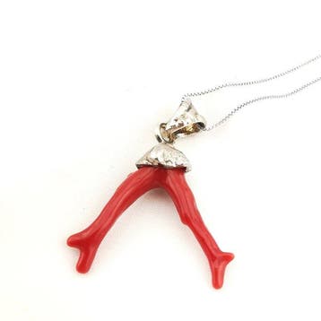 Koraal - Zilver - Ketting met hanger - Italiaans vakmanschap