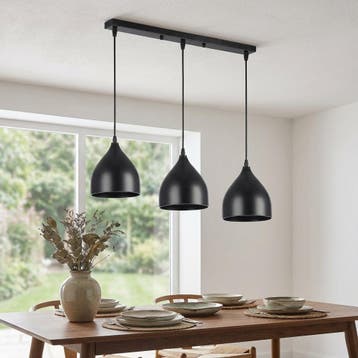 Hanglamp | Como | Zwart | 3 lichts | E27 Fitting, 50 tot 75 cm, Nieuw, Ophalen of Verzenden, Metaal