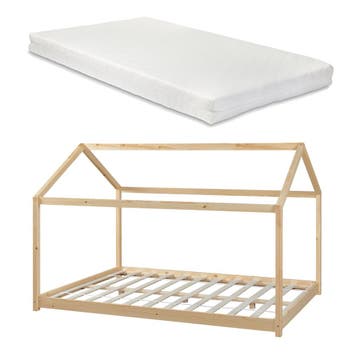 [en.casa] [neu.haus] Kinderbed Cerro huisbed met matras 140x, Verzenden, Nieuw