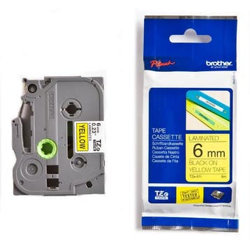 Brother TZe-611 tape zwart op geel 6 mm (origineel), Computers en Software, Printerbenodigdheden, Verzenden, Nieuw, Printertape
