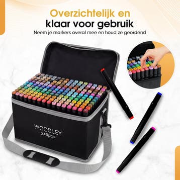 Woodley Twinmarkers 240 stuks - Alcohol stiften -, Ophalen of Verzenden, Zo goed als nieuw