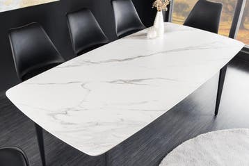 Eettafel MILANO 160 cm wit marmer keramiek zwart metalen, Huis en Inrichting, Ophalen of Verzenden, Nieuw