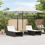 vidaXL Parasol met stalen paal 388x388x248 cm wit, Tuin en Terras, Verzenden, Nieuw, 3 tot 4 meter