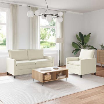 vidaXL Bankstel 2 st Crèmekleurig Stof, Verzenden, Nieuw, Stof, Minder dan 150 cm