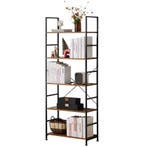 Vintage Design 5-Laags Boekenkast – Vintage Hout en Zwart, Met plank(en), Verzenden, Nieuw, 50 tot 100 cm