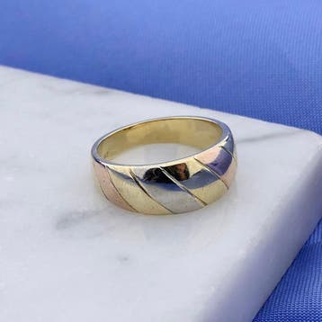 Tricolor gouden ring, Gebruikt, Ophalen of Verzenden, Kleiner dan 17, Dame