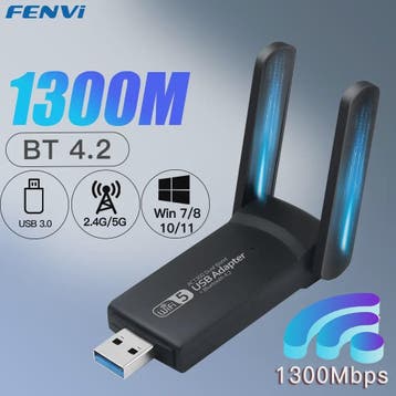 USB 3.0 WiFi Adapter 1300Mbps Dual Band AC met Bluetooth 4.2, Computers en Software, Verzenden, Nieuw