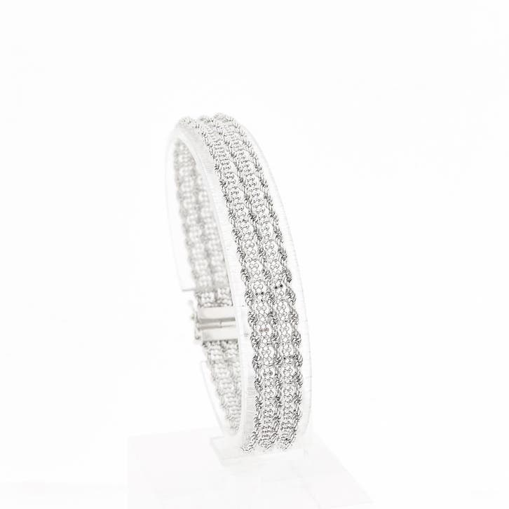 Witgouden kabelschakel armband | 19 cm, Sieraden, Tassen en Uiterlijk, Armbanden, Goud, Gebruikt, Goud, Ophalen of Verzenden