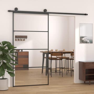 vidaXL Schuifdeur 102,5x205 cm aluminium en ESG-glas zwart, Verzenden, Nieuw