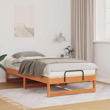 vidaXL Bedframe Bruin 90 x 190 cm Massief grenenhout, Verzenden, Nieuw, Bruin, Hout