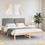 vidaXL Bedframe met Gevoerd Hoofdgedeelte Lichtgrijs 160 x, Huis en Inrichting, Slaapkamer | Bedden, Verzenden, Nieuw, Hout