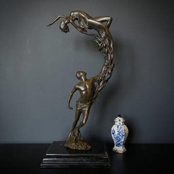 Beeld, Jong koppel - 36 cm - Brons