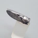 Zilver, Grote Art Deco Cigale - Broche, Antiek en Kunst