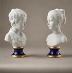 Capodimonte - Beeldje - Pair of signed porcelain busts by