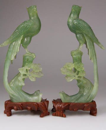 Chinese Carved Hard Stone Pierre Dure Bird Phoenix Statue