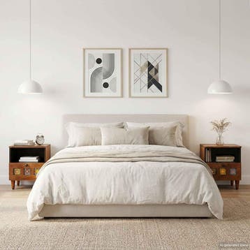 vidaXL Nachtkastje 2 st Bruin 40 x 33 x 46 cm Massief Mango, Minder dan 45 cm, Verzenden, Nieuw, Minder dan 55 cm