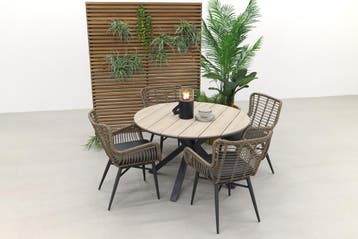 Jasmine natural / GI Edison 122 cm. - ronde tuinset, Verzenden, Nieuw, Wicker, Tuinset