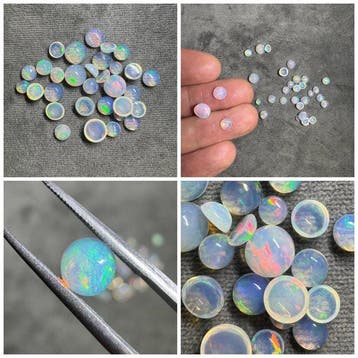 Lot van 12,50 karaat witte opaal cabochons, rond. Geen