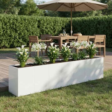vidaXL Plantenbak Wit 280 x 40 x 60 cm Koudgewalst staal, Tuin en Terras, Verzenden, Minder dan 60 cm, Nieuw, Metaal