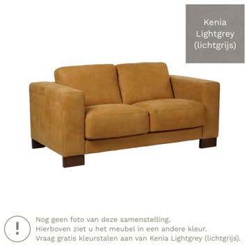 Leren bank Clear - 2 zits - Kenia Lightgrey (lichtgrijs) -, Bohemian, Eigentijds, Modern, Retro, Vintage, 150 tot 200 cm, Nieuw