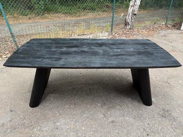 Eettafel deens ovaal mangohout zwart uniek, Huis en Inrichting, Tafels | Eettafels, Ophalen, Overige materialen, Nieuw, 50 tot 100 cm