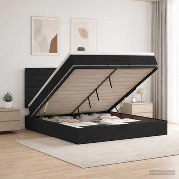 vidaXL Ottoman bed met matras met hoofdeinde Zwart 140 x 200, Verzenden, Nieuw, Zwart