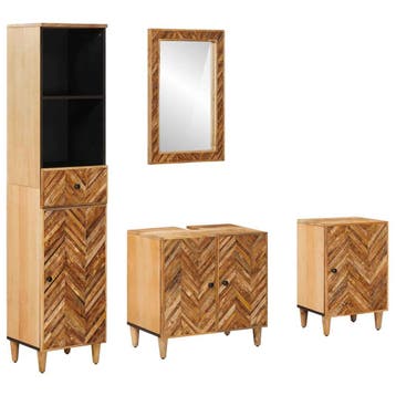 vidaXL Badkamerkastenset 4 st Massief Mango Hout, Verzenden, Nieuw, Overige typen