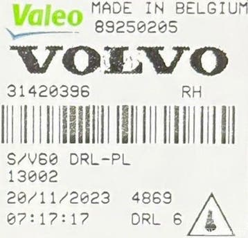 Volvo V60 S60 LED rechter dagrijverlichting rechts 31420396, Auto-onderdelen, Verlichting, Ophalen, Gebruikt