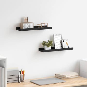 vidaXL Fotoplanken 2 st 40x9x3 cm MDF zwart, Verzenden, Nieuw