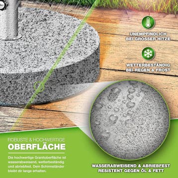 Parasolvoet - Verrijdbaar - Met wieltjes - Graniet - 27 kg -, Verzenden, Zo goed als nieuw