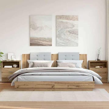 vidaXL Nachtkastjes 2 st 50x32x60cm bewerkt hout artisanaal, Verzenden, Nieuw, Hout