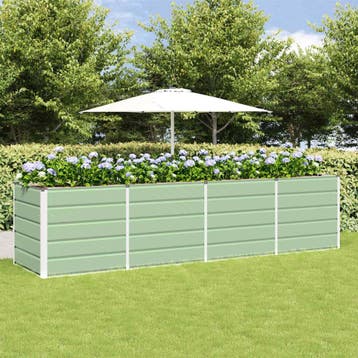 vidaXL Plantenbak Groen 320 x 80 x 75 cm Staal, Verzenden, Nieuw, Metaal, 60 tot 100 cm