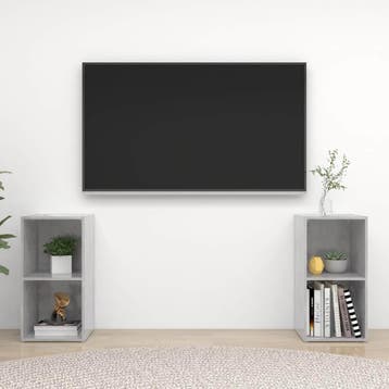 vidaXL Tv-meubelen 2 st 72x35x36,5 cm bewerkt houtbetongrijs, Minder dan 50 cm, Verzenden, Nieuw, Minder dan 100 cm