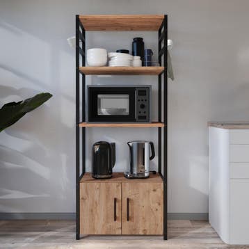 Keukenkast Arhuni 139x56x30 cm zwart en eikenkleurig [en.cas, Verzenden, Nieuw